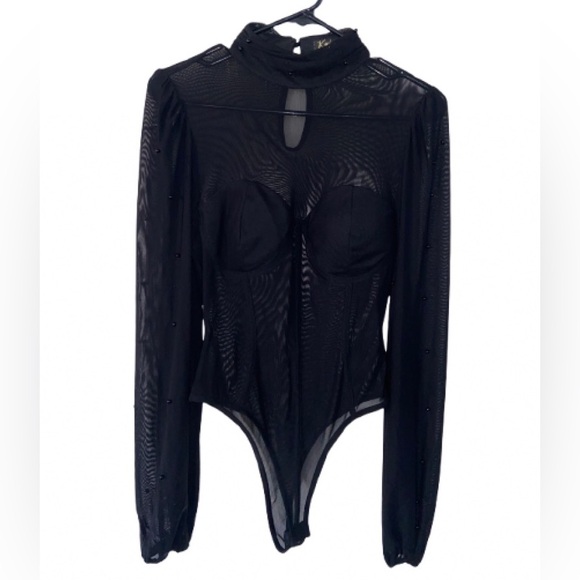Kaylee Kollection Tops - Kaylee  Black Sheer Bodysuit excellent condition P to P 16”